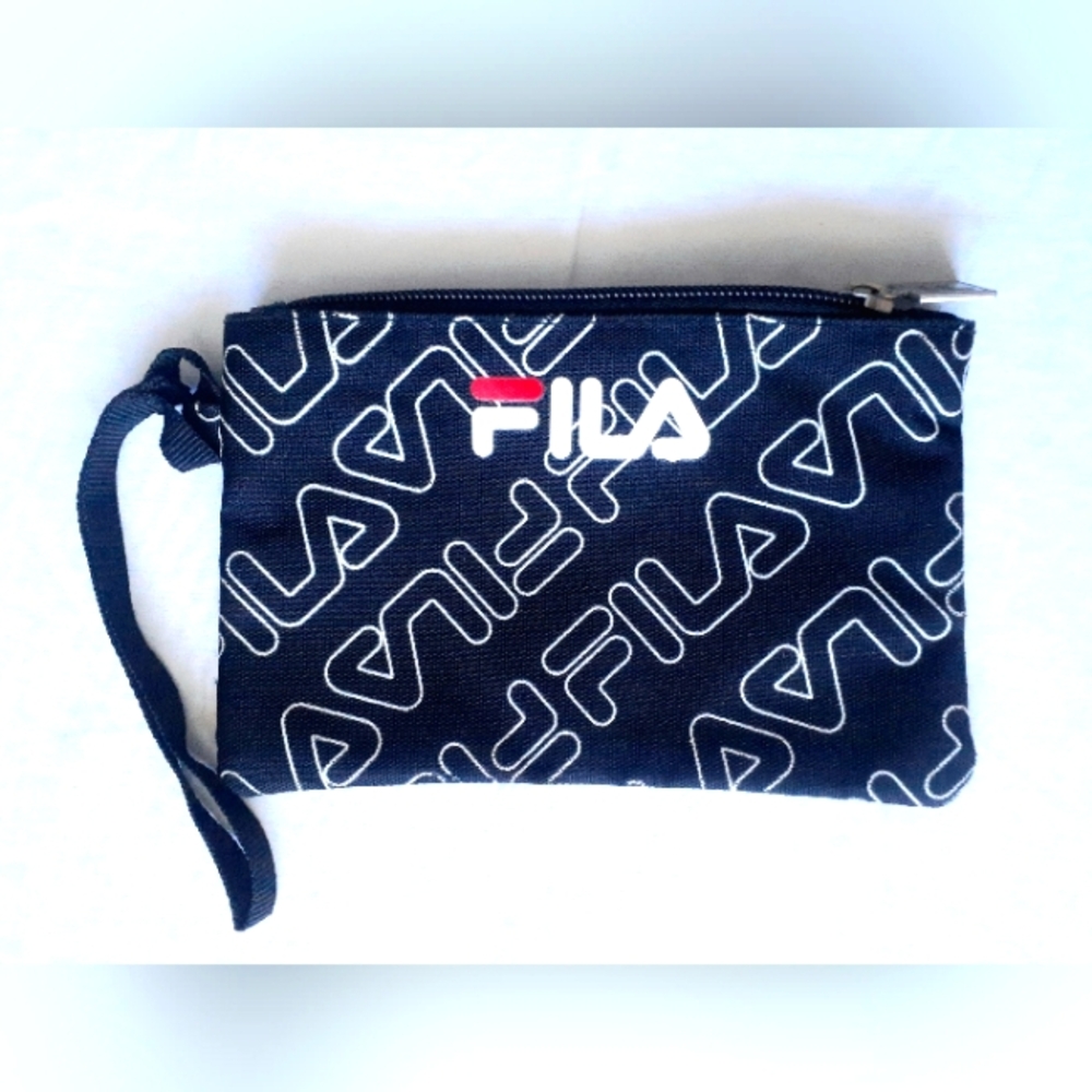 2/$15! FILA travel pouch in black, white, and red.